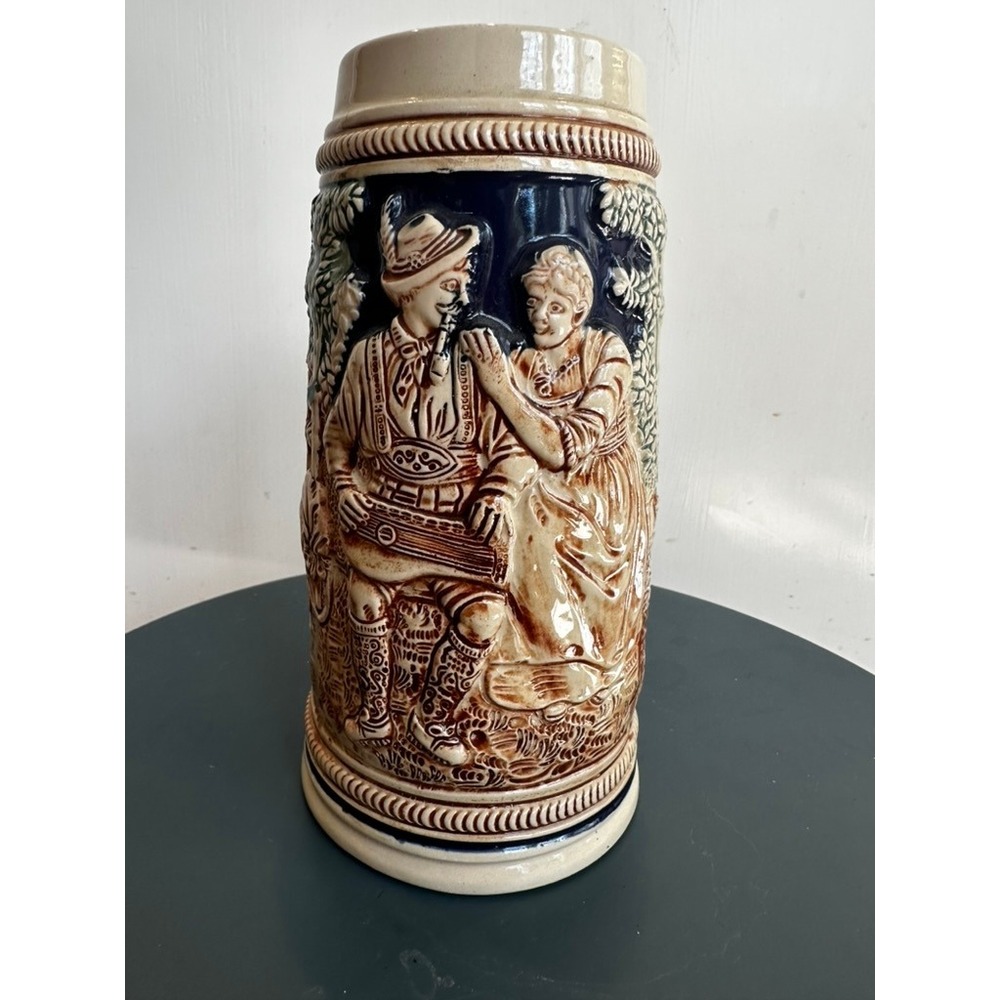 German Beer Stein Mug Relief Scene "Auf den Bergen" Vintage Decor